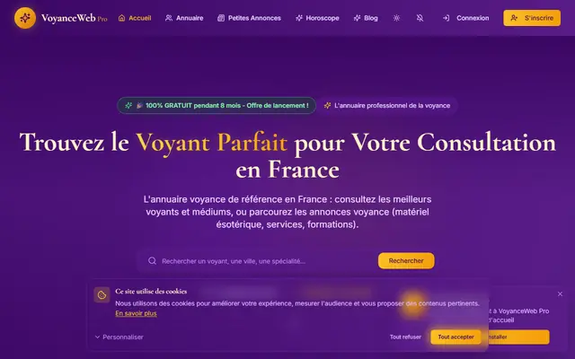 Page d’accueil de Voyanceweb
